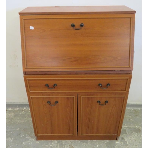 84 - Retro Bureau, fall with plain nest, single long drawer with pair cupboard doors under  approx. 79cm ... 