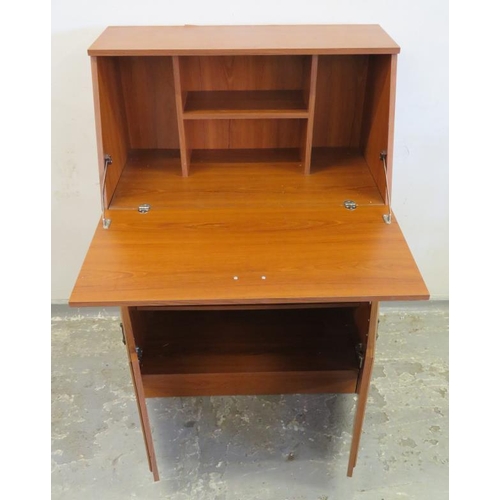 84 - Retro Bureau, fall with plain nest, single long drawer with pair cupboard doors under  approx. 79cm ... 