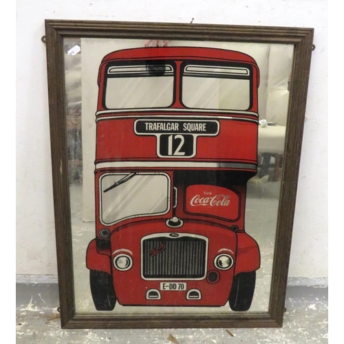 138 - Advertising Mirror with Coca Cola & Trafalgar Square Red Bus no. 12 approx. 51cm x 66cm A8/9B