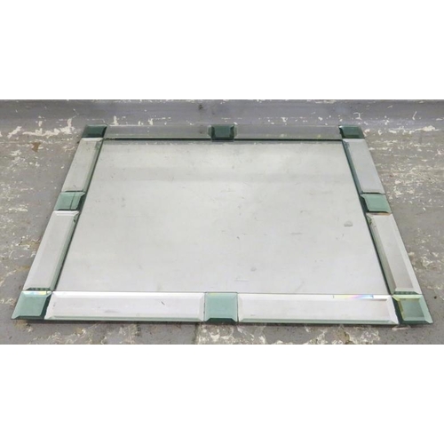 8 - Modern Rectangular Mirror with outer frame of bevel green & clear glass panels approx. 51cm x 40cm A... 