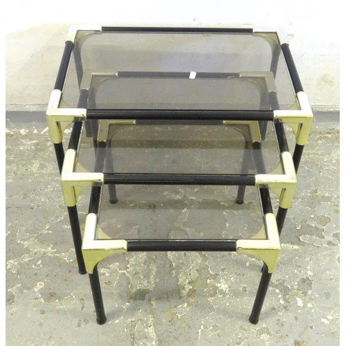 155 - Glass Topped Nest of 3 Tables approx. 54cm W x 36cm D x 37cm H A4