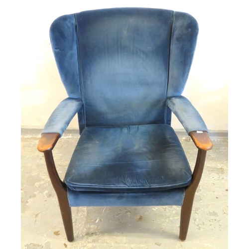 157 - Parker Knoll Chair Blue approx. 43cm (93cm) H x 72cm W x 87cm D FWL
