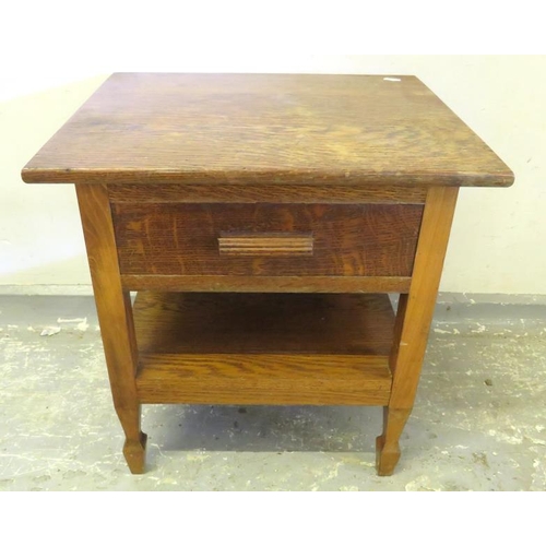 161 - Oak Side Table with single drawer on spade supports approx. 48cm W x 40cm D x 49cm H A7