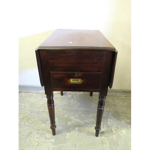 178 - Georgian Drop Flap Work Table with single drawer approx. 93cm W (with flaps) 44cm W (flaps down) x 6... 