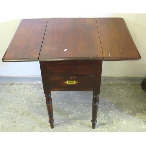 178 - Georgian Drop Flap Work Table with single drawer approx. 93cm W (with flaps) 44cm W (flaps down) x 6... 