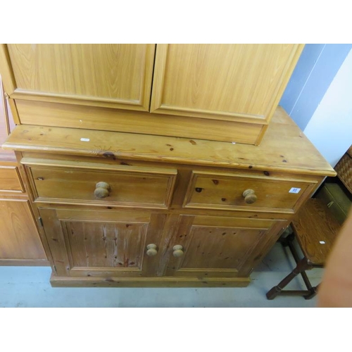 95 - Pine Chest of Drawers with 2 short drawers over 2 cupboards approx. 108cm W x 50cm D x 90cm H A4