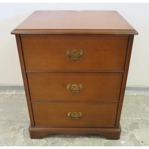 22 - Bedside Cabinet with 3 drawers, brass pull handles approx. 54cm W x 44cm D x 64cm H A1