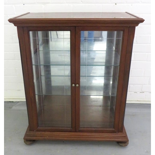 106 - Display Cabinet, internal glass shelves, flattened bun supports, engraved glass A1