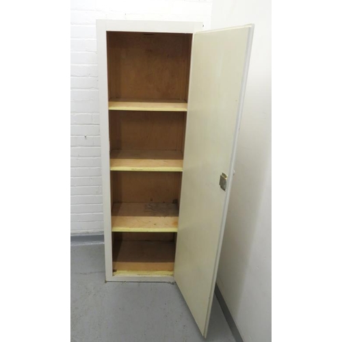 80 - Overpainted White Floor Standing Locker/Cupboard, right hand hinged, plywood construction approx. 39... 