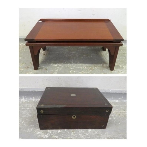 34 - Invalid/Bed Table approx. 60cm W x 32cm D x 28cm H & Small Rosewood veneered Box A/F approx. 27.5cm ... 