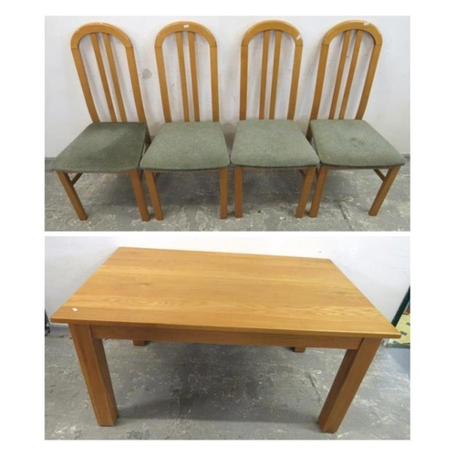 43 - 4 Blonde Wood High Backed Dining Chairs & Modern Blonde Wood Dining Table W:90xD:150xH:80cm (5) A2/3