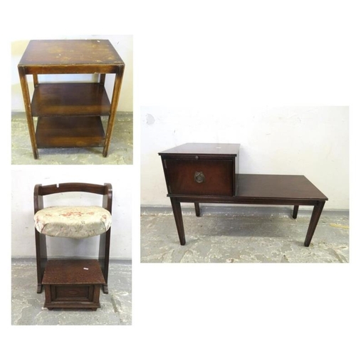 29 - 3 Tier Side Table approx. 56cm W x 37cm D x 70cm H, Telephone Table with single drawer & pull out sl... 