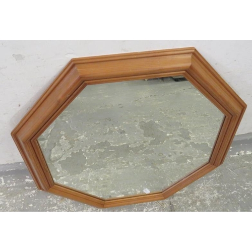 7 - Octagonal Pine Framed Wall Mirror approx. 48cm W A8