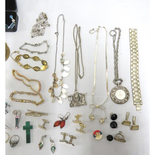 Louis Demar Quartz Necklace, Watch, pair of gold tone drop earrings