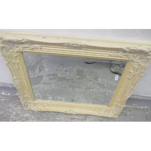 9 - Rectangular Bevel Glass Wall Mirror with cream painted swept frame approx. 52cm x 42cm A8