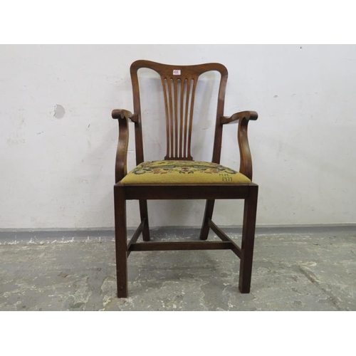 85 - George III Mahogany Slat Back Carver Chair Purported to have once belonged to the Queen Mothers Chai... 