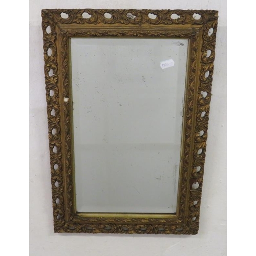 62 - Rectangular Bevel Glass Wall Mirror with pierced gilt frame approx. 31cm x 46cm A8