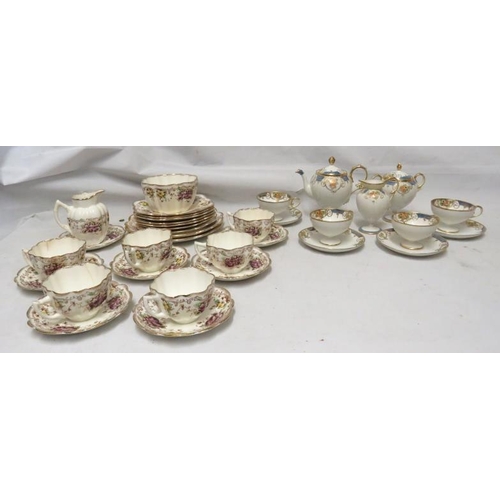 Nipon L&Co. A/f coffee set, purple floral decorated Melba china tea set