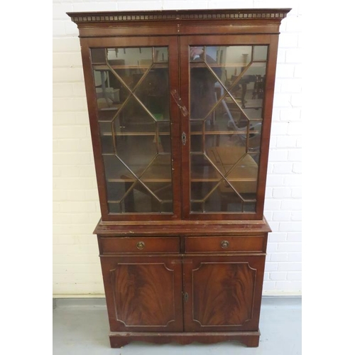 35 - Mahogany Reproduction Bookcase with glazed cabinet over pair of drawers & 2 cupboards approx. 183cm ... 