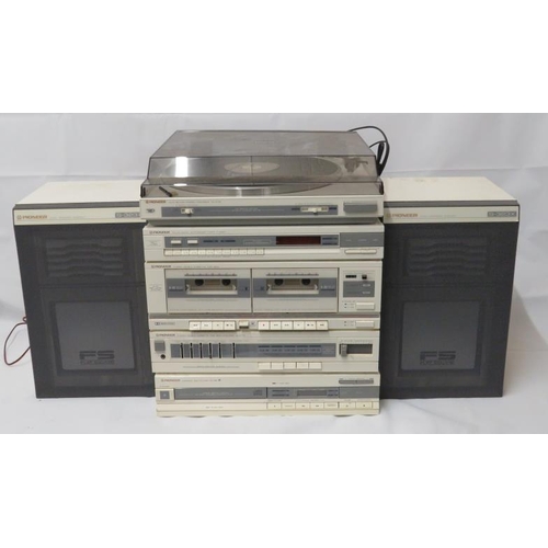 1800 - Pioneer HiFi Stacking System, PL-X77Z Stereo turntable, tuner model F-X88ZL, stereo cassette deck am... 