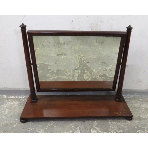 16 - Mahogany Cheval Dressing Table Mirror on turned columns with acanthus leaf decoration, flat section ... 