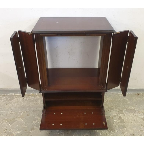 55 - Reproduction Mahogany Television Cabinet, with twin bifold doors, dummy drawers to base, bracket sup... 