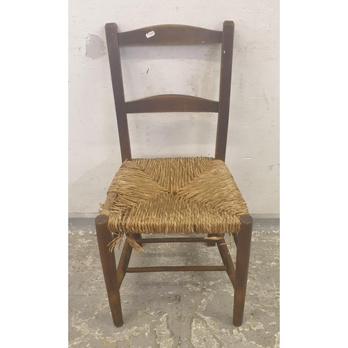 39 - Single Straw/Rush Seated Bar Backed Side Chair for restoration     A4