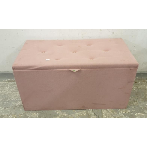 10 - Pink Cloth Covered Ottoman/Storage Box, hinged lid approx. 82cm x 39cm x 43cm    A6/7