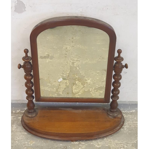 29 - Victorian Mahogany Dressing Table Mirror, domed topped mirror plate with turned columns, platform ba... 