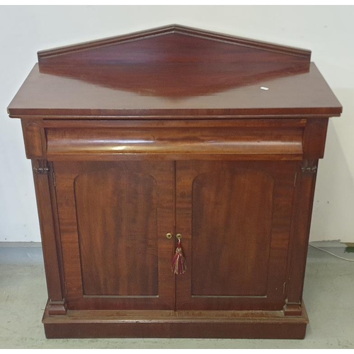 101 - C19th Mahogany 2 Door Chiffonier on plinth base, upstand to rear, 1 long drawer, no internal shelves... 