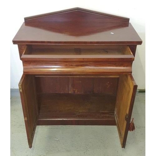 101 - C19th Mahogany 2 Door Chiffonier on plinth base, upstand to rear, 1 long drawer, no internal shelves... 