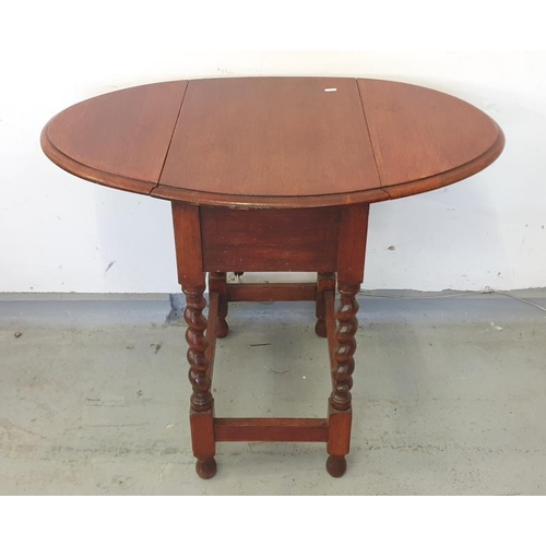 110 - Mahogany Drop Flap Barley Twist Table   A2