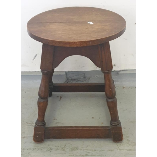 126 - Circular Topped Wooden Stool on turned supports with stretchers   A2/3