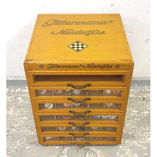 447 - Gütermanns Naaizyed Sewing Silks Counter Top Display Cabinet approx. 35cm x 35cm x 46cm with 6 drawe... 