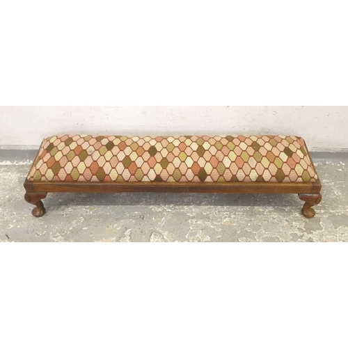 448 - Edwardian Rectangular Foot Stool with 4 pad footed supports approx. 110cm L x 30cm W x 17cm H, inset... 