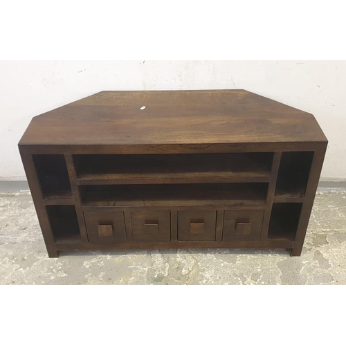 449 - Corner Television Cabinet with 4 drawer base, 4 open hutches each side, 2 long hutches over approx. ... 