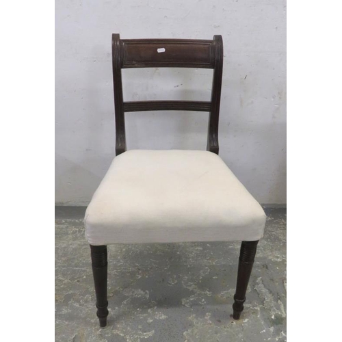 1 - Early C19th Georgian Mahogany Side Chair on turned front supports, overstuffed seat    A4