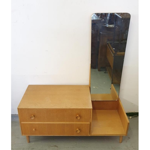 3 - Mid Century Retro Dressing Table/Chest with full length mirror to on side, 2 drawers to other (A1)