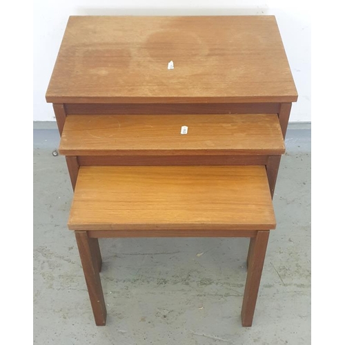 16 - Small Nest of 3 Stacking Rectangular Teak Occasional Tables, flat section supports (A1)