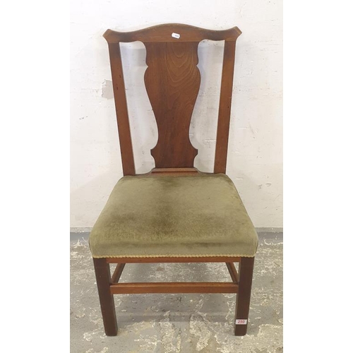 62 - Single Mahogany Dining Chair with Velvet Seat (A3)