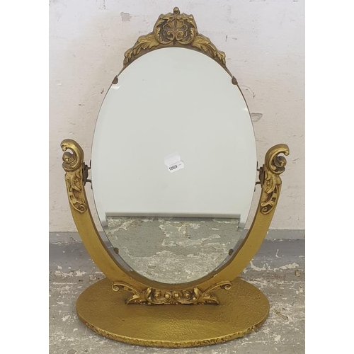 101 - Gilt Rococo French Style Oval Dressing Table Cheval Mirror A1)