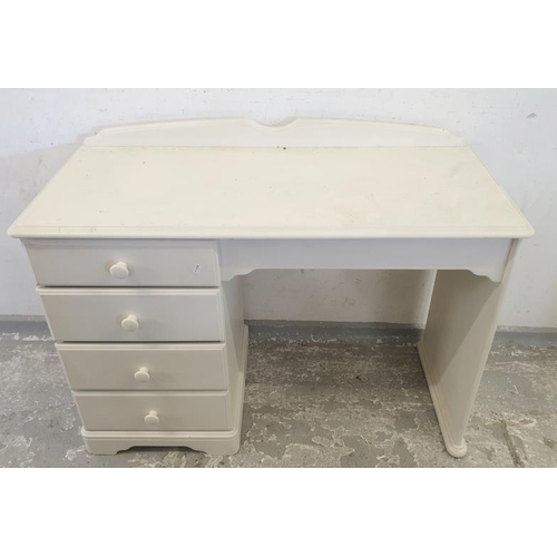 103 - White Painted Pine Desk/Dressing Table with single bank 4 drawers W110cm x D46cm x H76cm + upstand 8... 