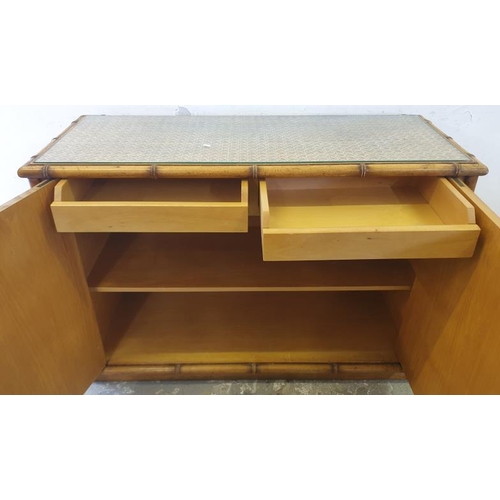 106 - Bamboo & Rattan Sideboard/Cabinet, 2 internal drawers & shelf under (A8)