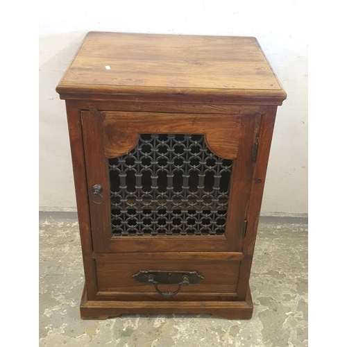 115 - Indian Rosewood Audio Cabinet with metal fretwork & single drawer (A13)