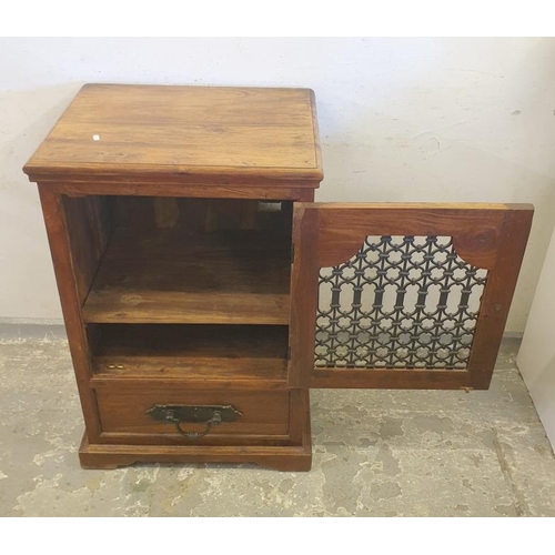 115 - Indian Rosewood Audio Cabinet with metal fretwork & single drawer (A13)