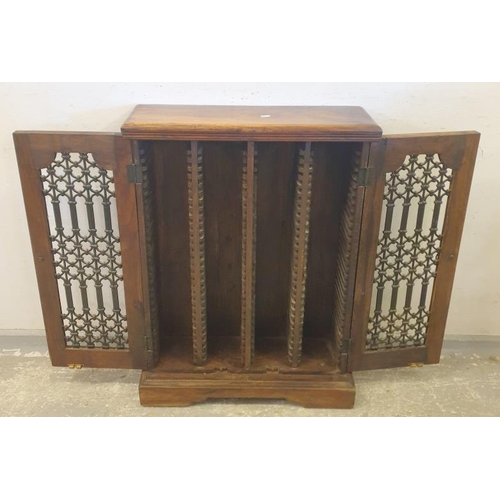 116 - Indian Rosewood CD Rack with metal fretwork doors (A13)