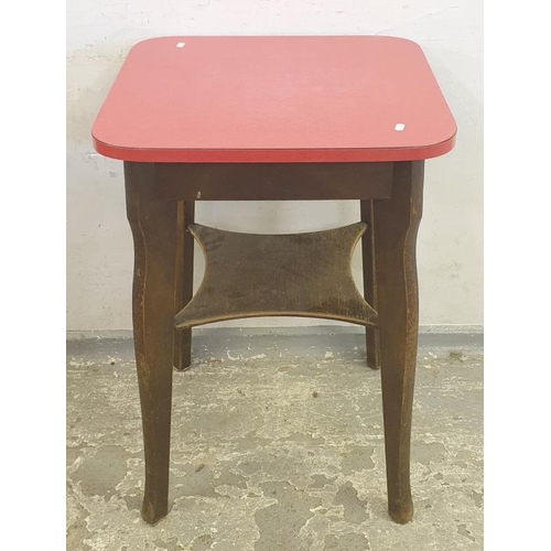 135 - Square Topped Table with Red Formica Top (A2)