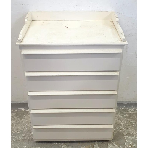 143 - White Painted Chest of 5 Drawers with Upstand (A3)