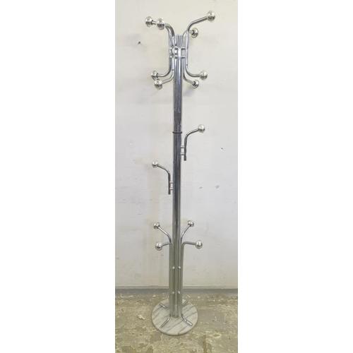 147 - Vintage 1960's Sputnik Style Chrome Hat &Coat Stand on marble base (A3)