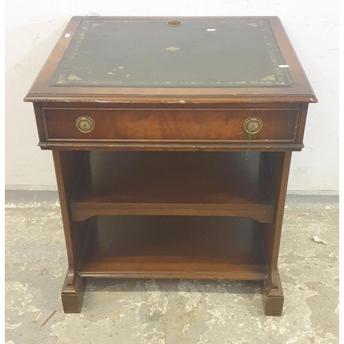 149 - Leather Topped Side Table with single drawer, plate brass handles, 2 shelves under (A6)